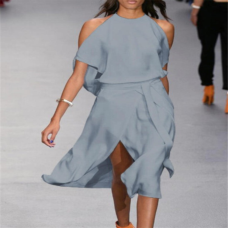 Clelia Hunhurst | Cold-Shoulder Asymmetric Midi Dress For Women