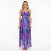 Benedetta Linshaw | Watercolour Floral Mesh Maxi Dress For Women