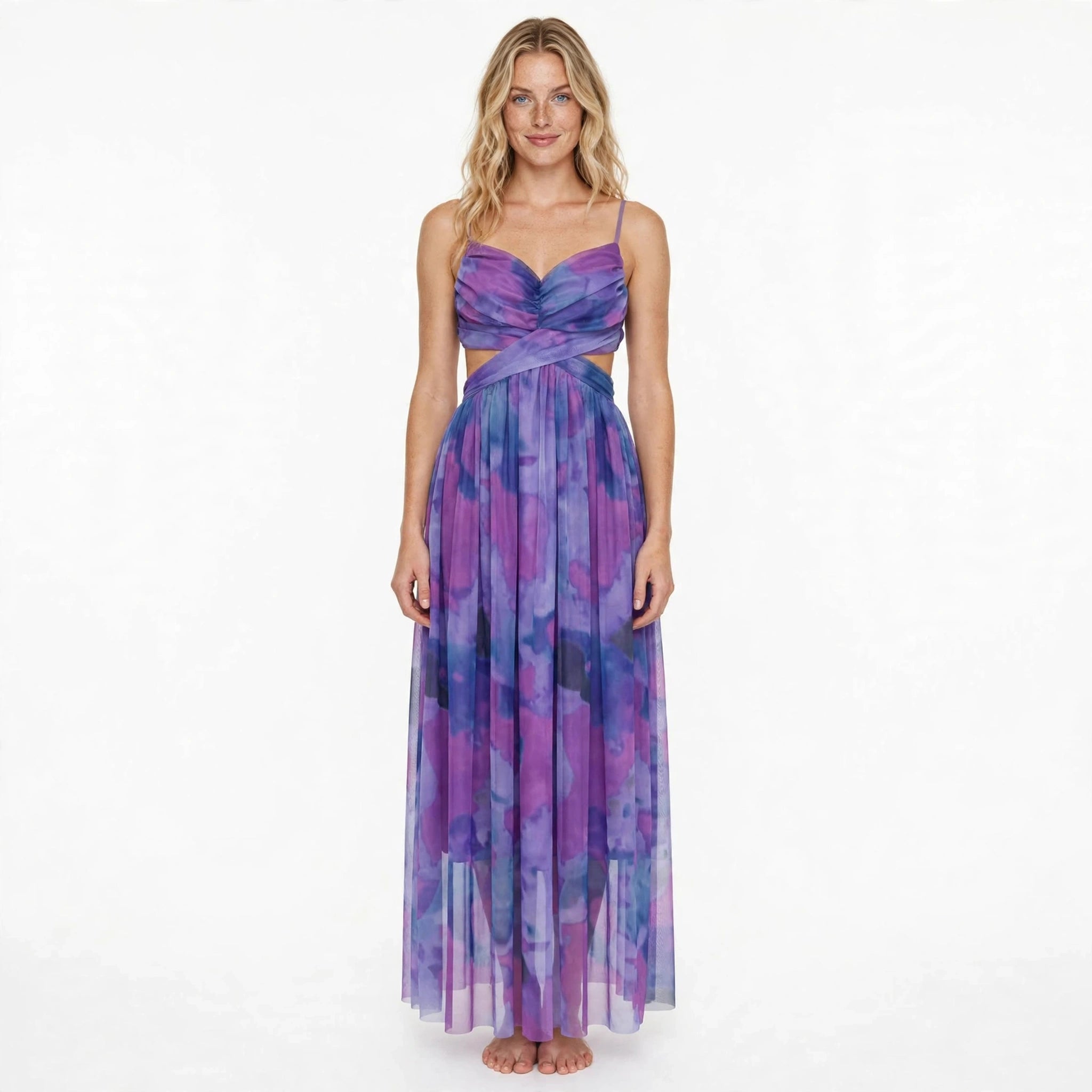 Benedetta Linshaw | Watercolour Floral Mesh Maxi Dress For Women