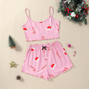 Sugar Plum | Green Gingerbread Print Christmas Pyjamas For Women