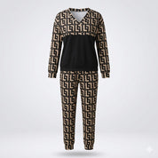 Élodie Laurent | Printed Two-Piece Lounge Set with Chic Statement Pattern For Women