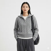 Clara Bellini | Cozy Cable Knit Zip Sweater For Women