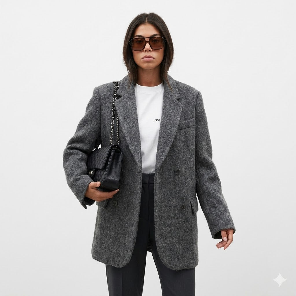 Camille Laurent | Oversized Wool Blend Blazer For Women