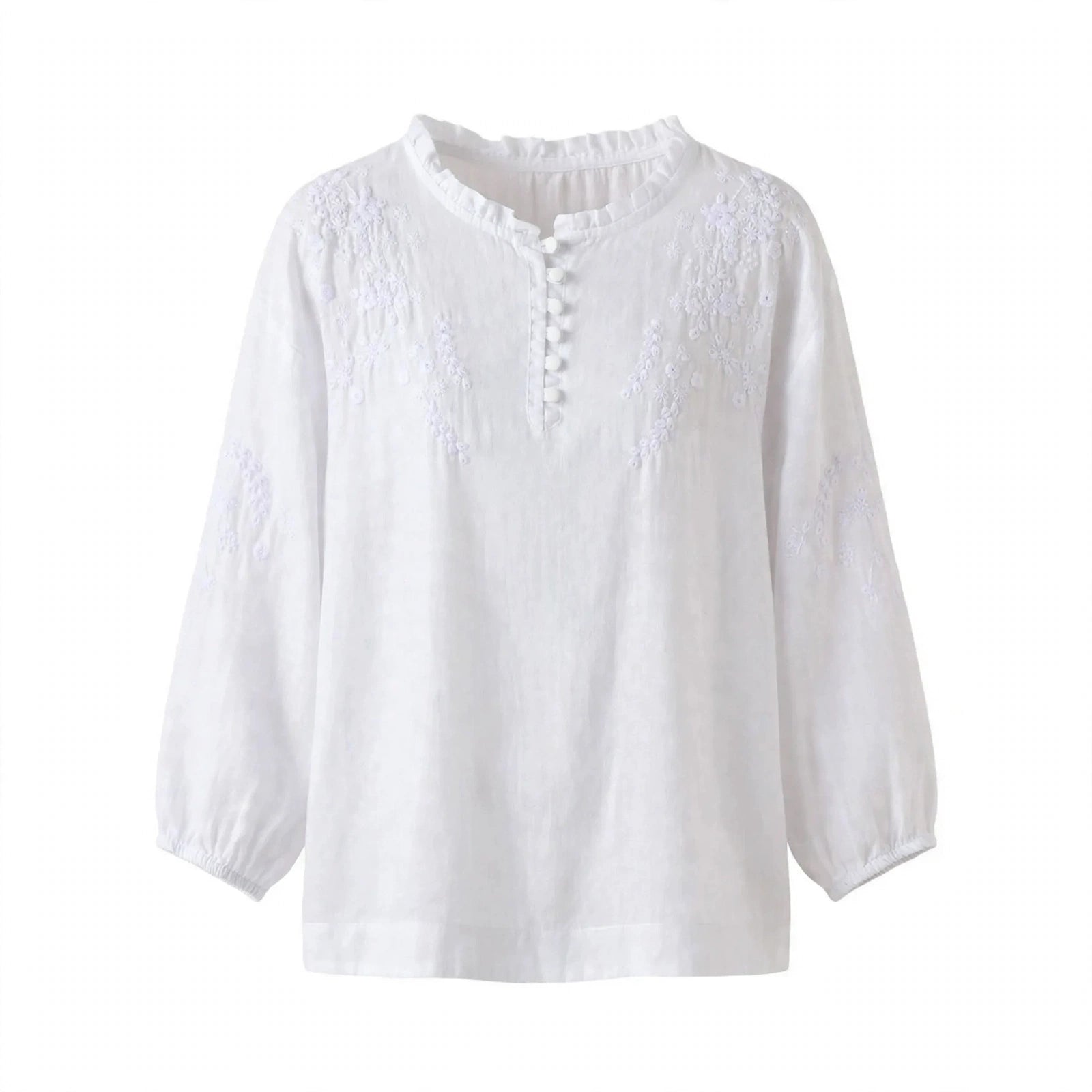 Chloe Ferguson | Floral Embroidered Blouse With Button Front