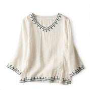 Phoebe Calderwood | Embroidered V-Neck Blouse For Women