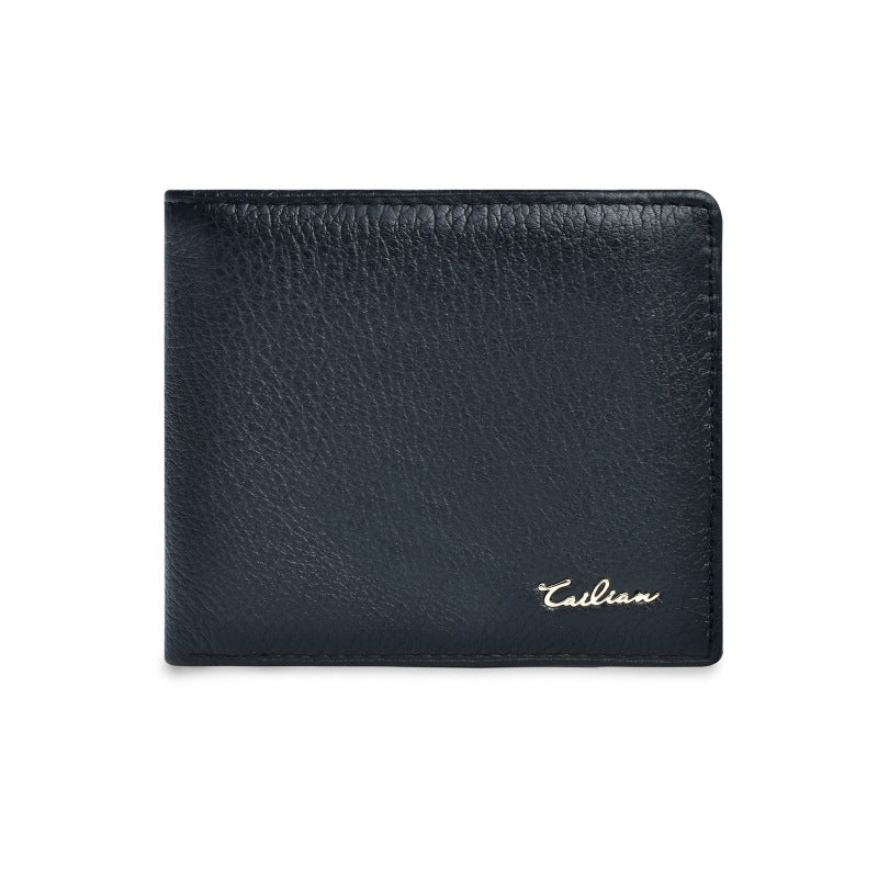 Cowhide Leather Card Wallet - Black