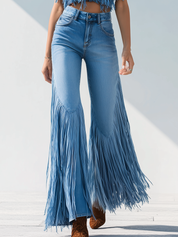 Jasmine Fletcher | Fringe-Trim Flared Jeans For Women
