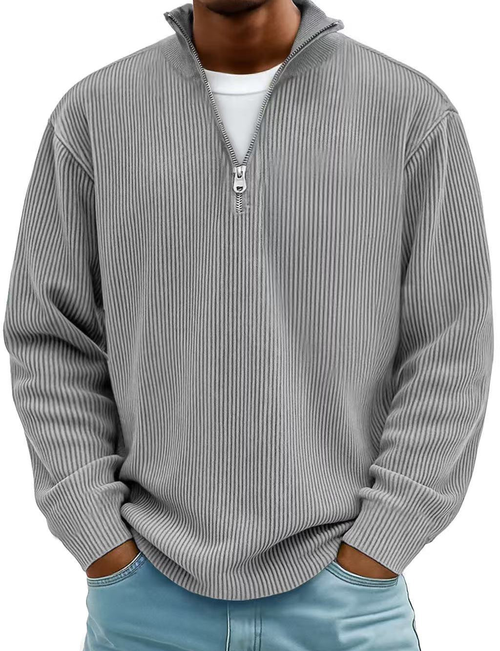 Liam Robertson | Ribbed Corduroy Quarter-Zip Sweatshirt For Men