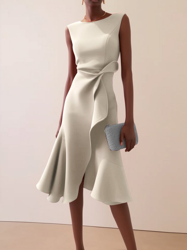 Piera Normore | Asymmetric Ruffle Midi Dress For Women
