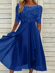 Isotta Penley | Lace Bodice Cascade Ruffle Midi Dress For Women