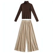 Imogen Pratt | Ribbed Knit Top & Shimmer Skirt Set For Women
