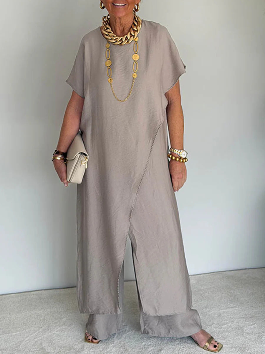 Susanna Corwell | Asymmetric Tunic & Wide-Leg Trousers Set For Women