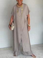 Susanna Corwell | Asymmetric Tunic & Wide-Leg Trousers Set For Women