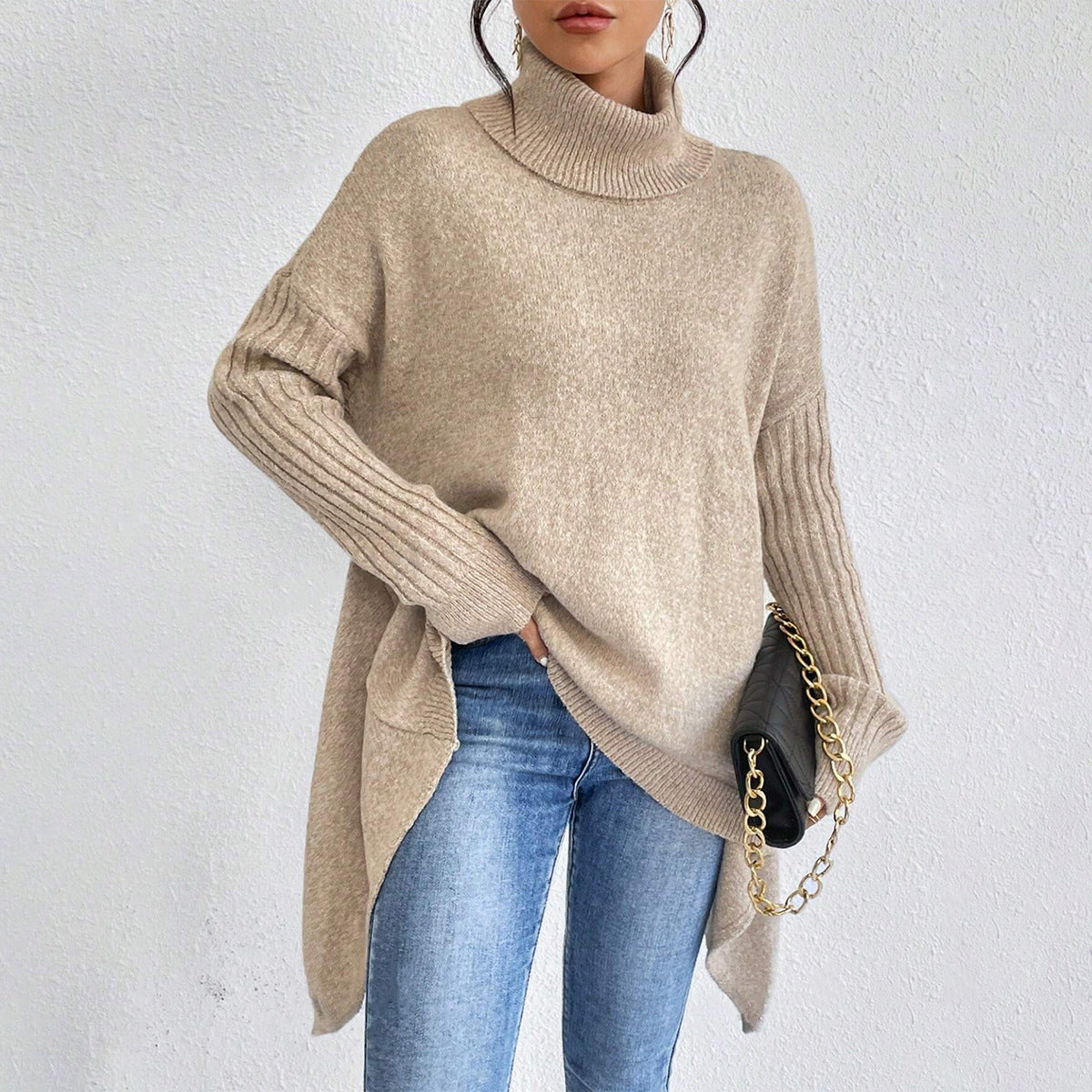 Phoebe Martin | Oversized Turtleneck Knit Sweater For Women