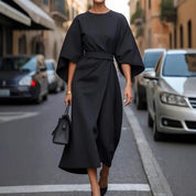 Adriana Henford | Black Batwing Sleeve Long Dress For Women