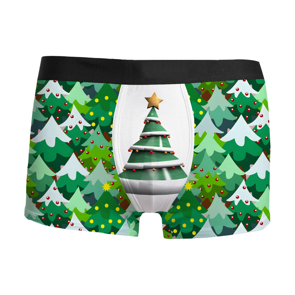 Tree Topper | Green Tree Print Christmas Underwear For Men