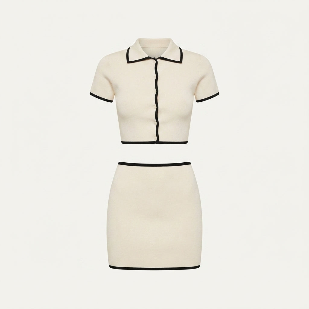 Elise Crompton | Contrast Trim Knit Co-ord Set For Women