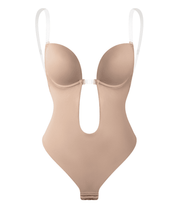 Elise Garnett | Nude Backless Plunge Shaping Bodysuit For Women