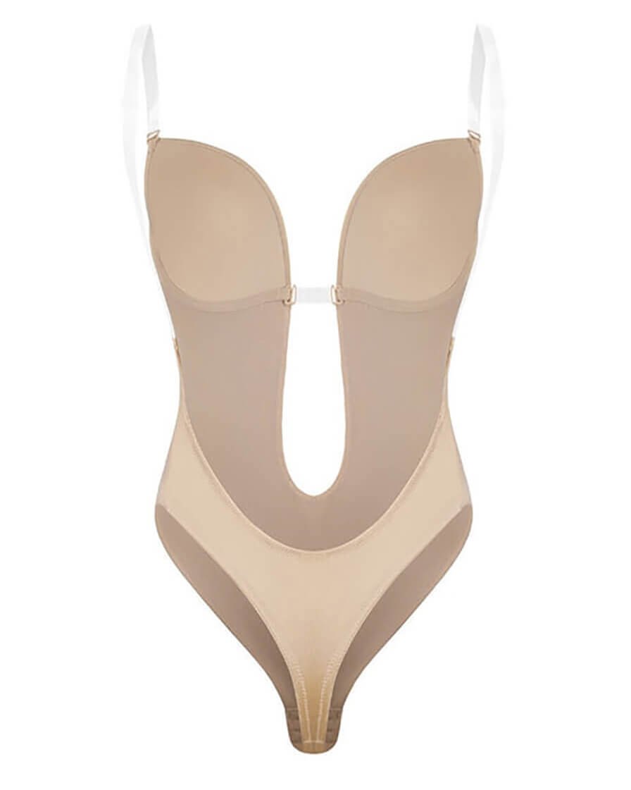 Elise Garnett | Nude Backless Plunge Shaping Bodysuit For Women