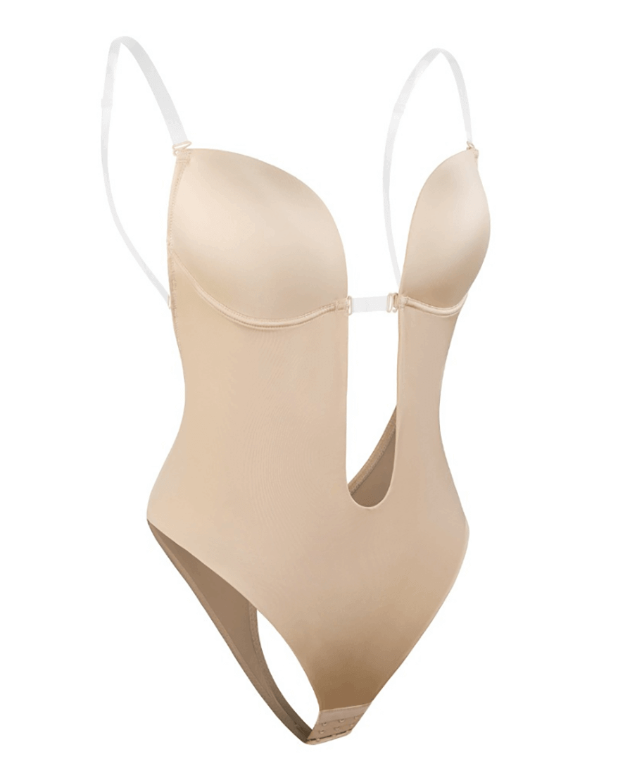 Elise Garnett | Nude Backless Plunge Shaping Bodysuit For Women