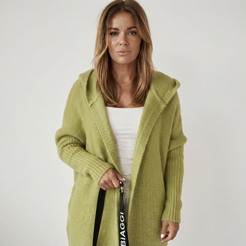 Elise Thornton | Oversized Hooded Knit Cardigan For Women