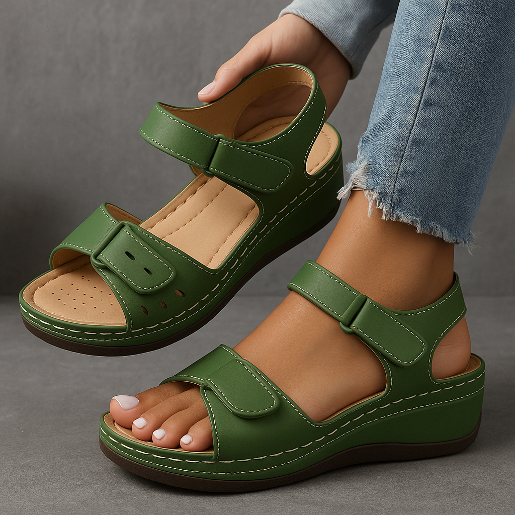 Mia Reynolds | Soft Leather Orthopedic Wedge Sandals For Women