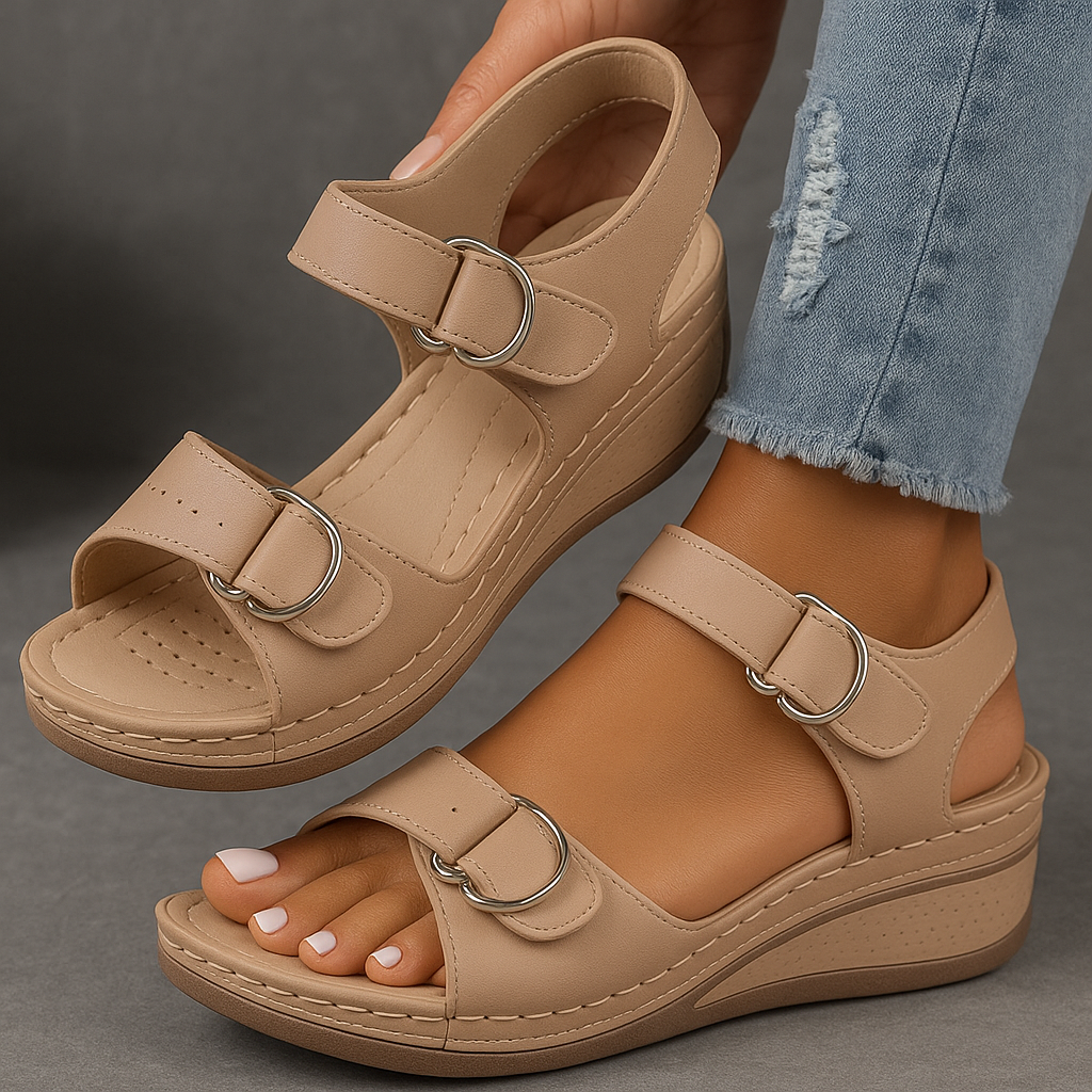 Mia Reynolds | Soft Leather Orthopedic Wedge Sandals For Women