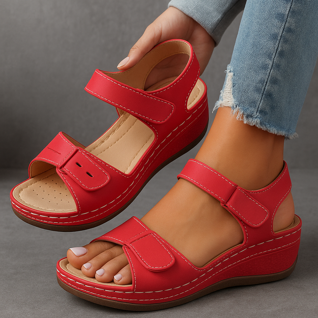 Mia Reynolds | Soft Leather Orthopedic Wedge Sandals For Women