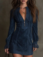 Valentina Moretti | Lace Zip Mini Dress For Women