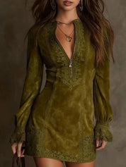Valentina Moretti | Lace Zip Mini Dress For Women