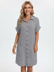 Emilia Weston | Cotton Linen Shirt Mini Dress For Women