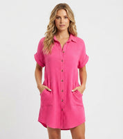 Emilia Weston | Cotton Linen Shirt Mini Dress For Women