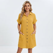 Emilia Weston | Cotton Linen Shirt Mini Dress For Women