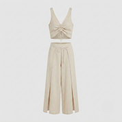 Charlotte Young | Beige Linen Two-Piece Set For Women