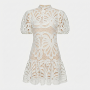 Emma Gallagher | White Lace Mock-Neck Midi Dress For Women