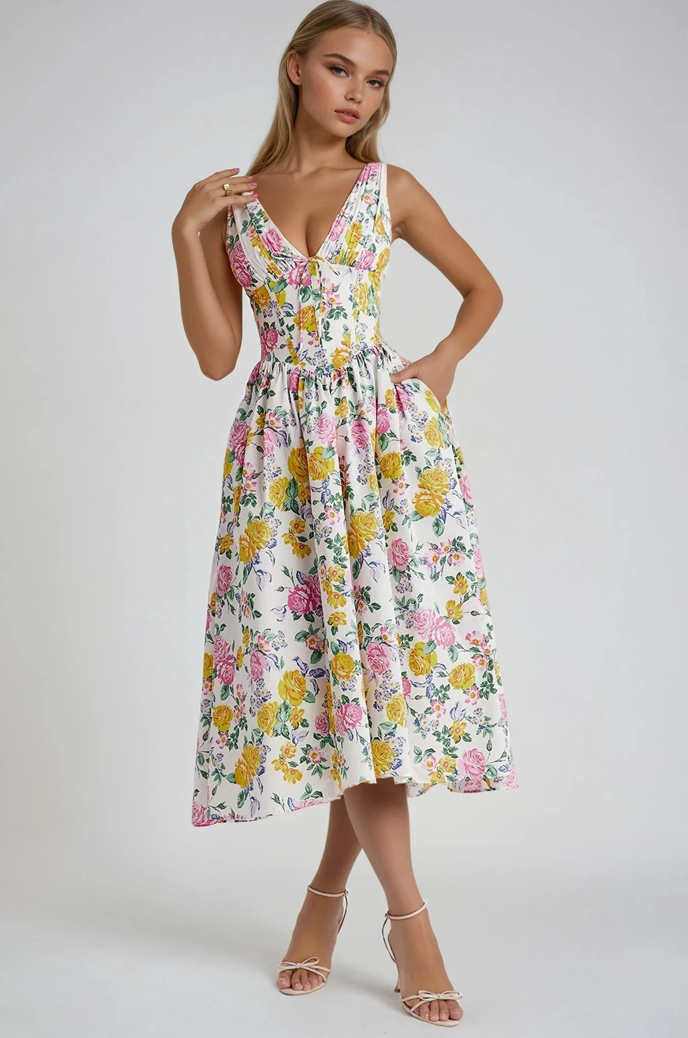 Matilda Renshaw | Floral V-Neck Summer Dress For Women