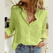 Rachele Selcroft | Linen-Look Button Front Blouse For Women
