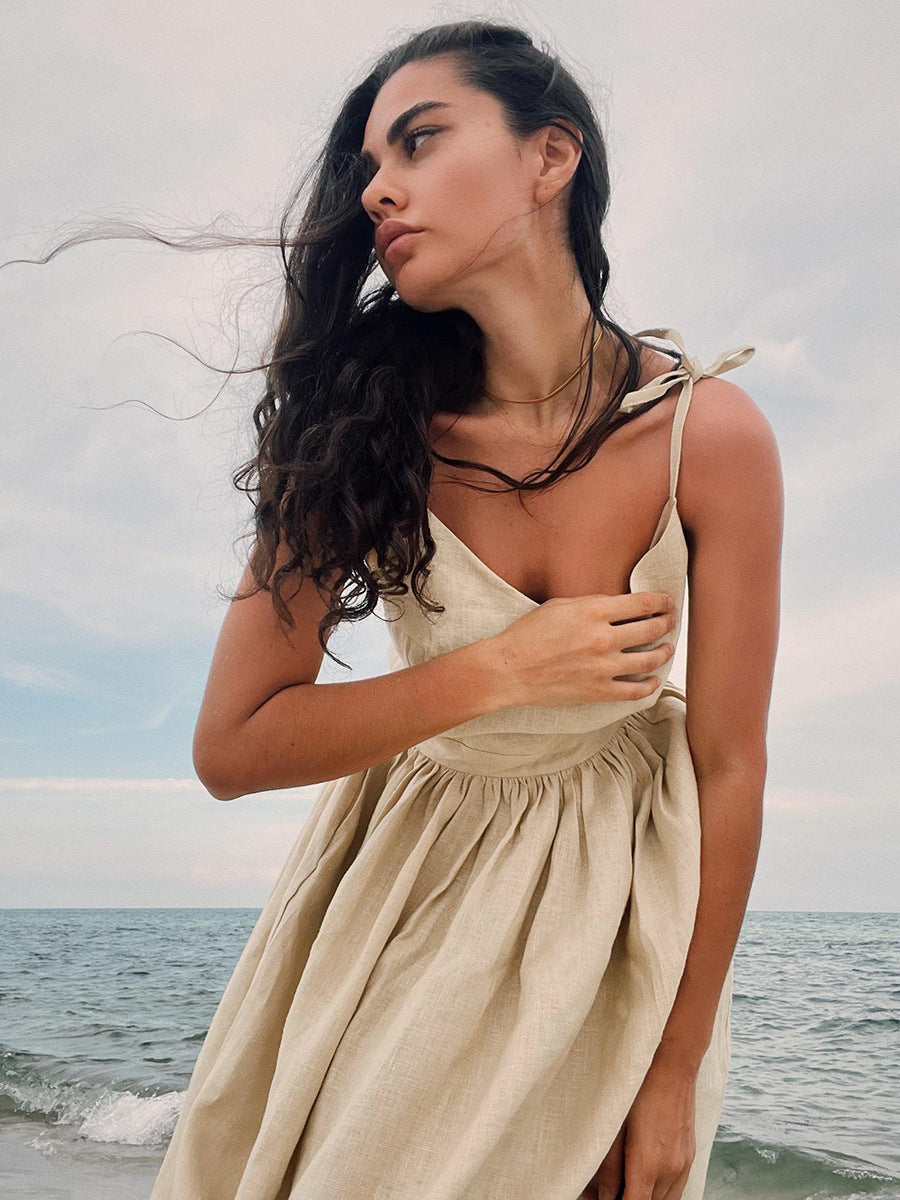 Mia Williams | Cotton V-Neck Midi Dress For Women