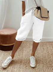 Ottavia Merimbula | Stone Cropped Linen-Look Pants For Women