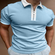 Ronan Ashfield | Checkerboard Print Zip Polo Shirt For Men