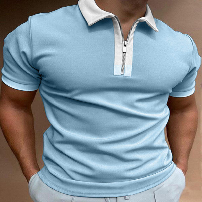 Ronan Ashfield | Checkerboard Print Zip Polo Shirt For Men