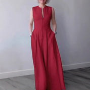 Emma White | Sleeveless Wide-Leg Zip Jumpsuit For Women