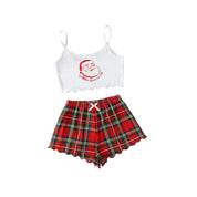 Snow Angel | Black Santa Baby Print Christmas Pyjamas For Women