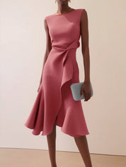 Piera Normore | Asymmetric Ruffle Midi Dress For Women