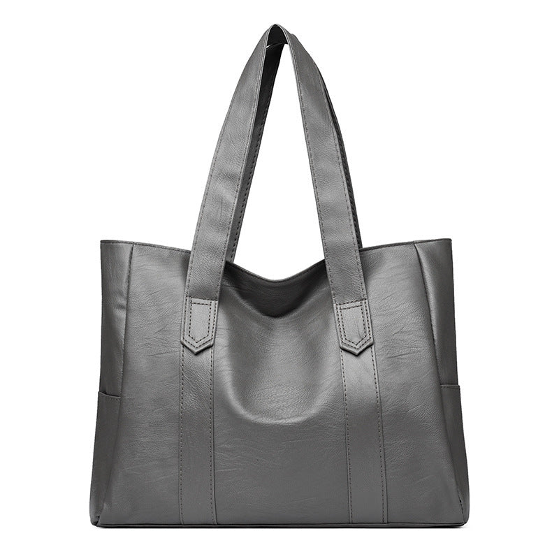 Fits The Lot | Black Large Leather-Look Tote Bag For Women