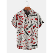 Fireside Glow | Red Santa Claus Print Christmas Shirt For Men
