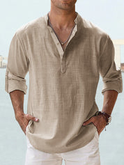Paolo Everhurst | Stand Collar Roll Sleeve Shirt For Men