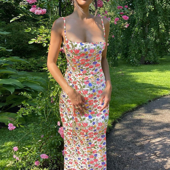 Grace Wright | Floral Slip Midi Dress For Women