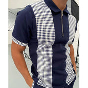 Ronan Ashfield | Checkerboard Print Zip Polo Shirt For Men