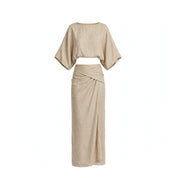 Evie Sherwin | Linen-Blend Batwing Top and Maxi Skirt Set For Women